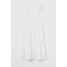 H&M Dżersejowa sukienka w serek 0873604005 Biały