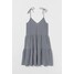 H&M Dżersejowa sukienka w serek 0873604001 Ciemnoniebieski/Białe paski
