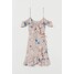 H&M Kopertowa sukienka z falbanami 0643193002 Jasnoróżowy/Kwiaty
