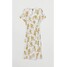 H&M H&M+ Kopertowa sukienka 0733917002 Biały/Kwiaty