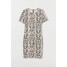 H&M Dżersejowa sukienka 0681176011 Jasnobeżowy/Wzór wężowej skóry