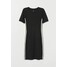 H&M Dżersejowa sukienka 0681176011 Czarny/Neonowożółty