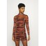 Missguided OVERLOCKED DETAIL MINI DRESS Sukienka etui brown M0Q21C1PK