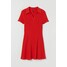 H&M Sukienka z dżerseju w prążki 0981299001 Czerwony
