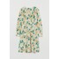 H&M Sukienka z dżersejowej krepy 0841173001 Naturalna biel/Kwiaty
