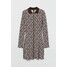 H&M Sukienka z kołnierzykiem - Długi rękaw - Krótka - -ONA 1034168001 Ciemnobrązowy/Kwiaty