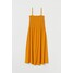 H&M Kreszowana sukienka 0856310006 Ciemnożółty