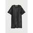 H&M Sukienka T-shirtowa 0811291004 Czarny/Siateczka