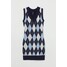 H&M Dzianinowa sukienka - 1023997001 Ciemnoniebieski/Krata
