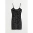 H&M Dżersejowa sukienka z koronką 0966548010 Czarny