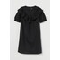 H&M Bawełniana sukienka z falbaną 0913717002 Czarny