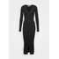 Glamorous Tall SKINNY FIT BUTTON THROUGH MIDI DRESS WITH LONG SLEEVES Sukienka dzianinowa black GLC21C03J-Q11