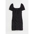 H&M Sukienka z haftem angielskim i marszczeniem - 1062451017 Czarny