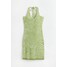 H&M Dzianinowa sukienka z mocowaniem na szyi - 1049676004 Zielony/Wzór