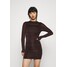 Missguided Petite RUCHED SLINKY MINI DRESS Sukienka letnia chocolate M0V21C0MB-O11