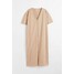 H&M Dżersejowa sukienka zapinana na guziki - 1059550002 Beżowy