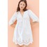 H&M Bawełniana sukienka z haftem angielskim 1063149001 Biały