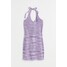 H&M Dzianinowa sukienka z mocowaniem na szyi - 1049676004 Fioletowy melanż