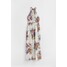H&M Szyfonowa sukienka z mocowaniem na karku 1059777003 Biały/Kwiaty