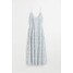 H&M Koronkowa sukienka z dekoltem w serek 1073560001 Jasnoniebieski