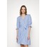 Lauren Ralph Lauren GINGHAM FIT-AND-FLARE LINEN DRESS Sukienka letnia blue loch/white L4221C1E9-K11