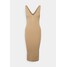 Calvin Klein Jeans BADGE HENLEY DRESS Sukienka dzianinowa tawny sand C1821C0AL-B11