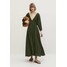 Massimo Dutti SHORT SLEEVE LONG DRESS Długa sukienka green M3I21C0LD-M11