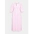 Glamorous Curve MIDI DRESS WITH TRIM COLLAR & PUFF 1/2 SLEEVES Sukienka koktajlowa white/pink GLA21C097-J11