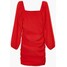 Cropp Czerwona sukienka z bufiastymi rękawami 0527U-92X