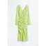 H&M Krepowana sukienka z marszczeniem - 1135065001 Limonkowy/Paski