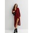 New Look LEOPARD LONG SLEEVE WRAP Sukienka letnia red pattern NL021C1F1-G11