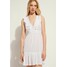 Calzedonia KURZES MIT VOLANT UND POSAMENTEN Sukienka letnia weiß white C2F81H019-A11