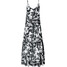 Bonprix Długa sukienka z falbaną, ze zrównoważonej wiskozy czarno-biały w graficzny wzór