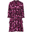 Bonprix Sukienka szyfonowa z falbanami liliowo-ciemnooliwkowo-czarny z nadrukiem