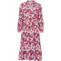 Bonprix Sukienka midi w strukturalny wzór biało-różowy 