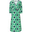 Bonprix Sukienka midi z nadrukiem i koronką zielony w graficzny wzór