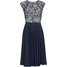 Bonprix Sukienka koronkowa midi z koronkową wstawką ciemnoniebieski w kwiaty
