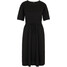 Bonprix Sukienka midi z bawełny z przeszyciem cienkimi gumkami i kieszeniami czarny