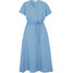 Bonprix Sukienka z materiału z domieszką lnu szaroniebieski