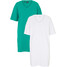 Bonprix Sukienka shirtowa z dekoltem w serek, oversized (2 szt.) zielono-miętowy + biały