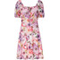 Bonprix Sukienka z siatkowego materiału z nadrukiem jasnoróżowy w kwiaty