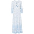 Bonprix Długa sukienka biało-jasnoniebieski w graficzny wzór