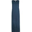 Bonprix Długa sukienka lniana w ażurowy wzór, z rozcięciem z boku ciemnoniebieski