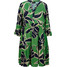 Bonprix Sukienka z falban z wiskozy zielony opalowy - ciemnoniebieski w roślinny wzór