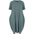 Bonprix Sukienka bawełniana oversize, rękawy 1/2, długość do kolan zielony eukaliptusowy