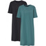 Bonprix Sukienka shirtowa oversized (2 szt.) szarozielony + czarny