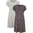 Bonprix Sukienka shirtowa z rozcięciami po bokach (2 szt.) czarny w kwiaty + jasnoszary melanż