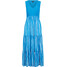 Bonprix Długa sukienka z tkaniny z kreszowanej wiskozy niebieski morski - biały w paski