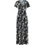 Bonprix Długa sukienka shirtowa z krótkim rękawem czarny w kwiaty