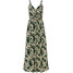 Bonprix Długa sukienka ciemnozielono-piaskowy beżowy w kwiaty